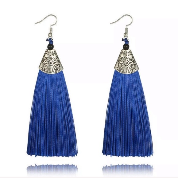 Fashion Jewelry Jewelry - Blue silver Tassel earrings NWT